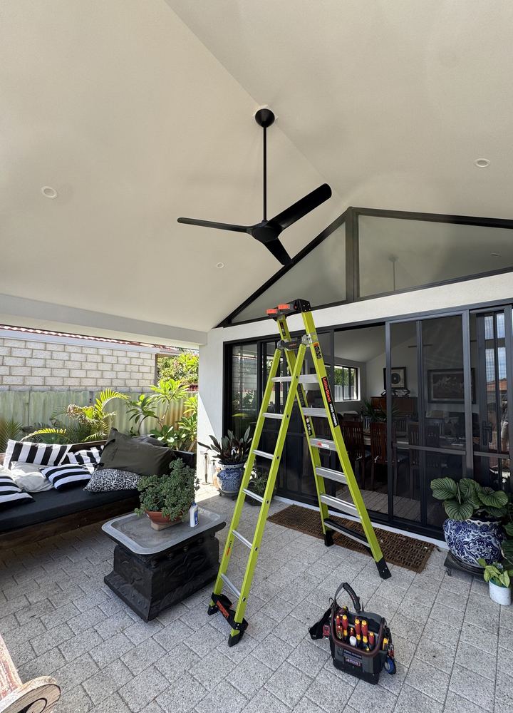 Alfresco ceiling fan installation at a Perth home