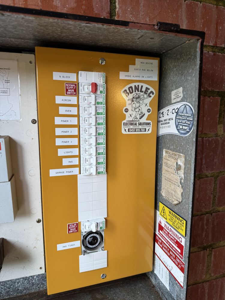 Completed switchboard upgrade with Bonlec badge